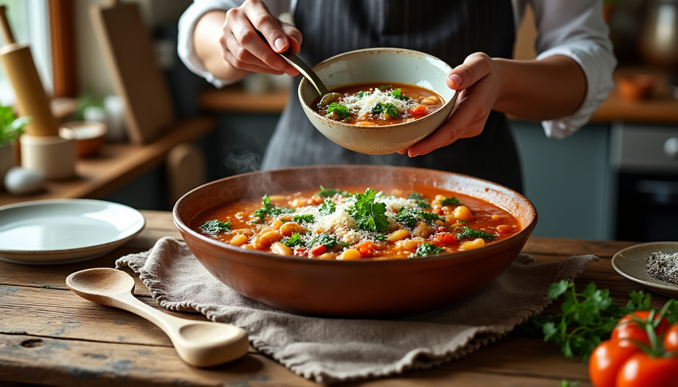 descubre cómo preparar una auténtica sopa minestrone italiana, siguiendo cada paso para lograr un sabor tradicional y delicioso. ingredientes, consejos y trucos para disfrutar de esta receta clásica en casa.
