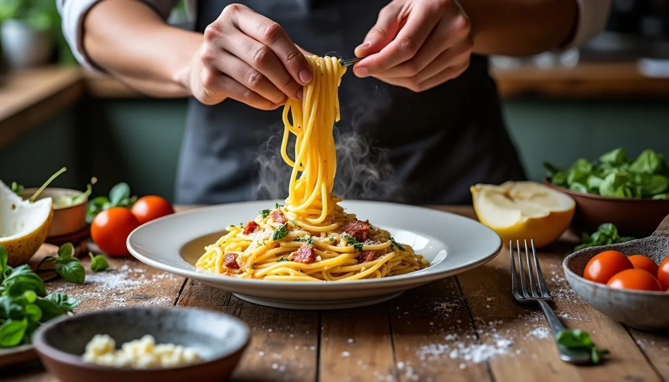descubre la receta carbonara original para 2 personas, perfecta para sorprender en una cena romántica. disfruta de un plato italiano auténtico y delicioso, fácil de preparar en casa.