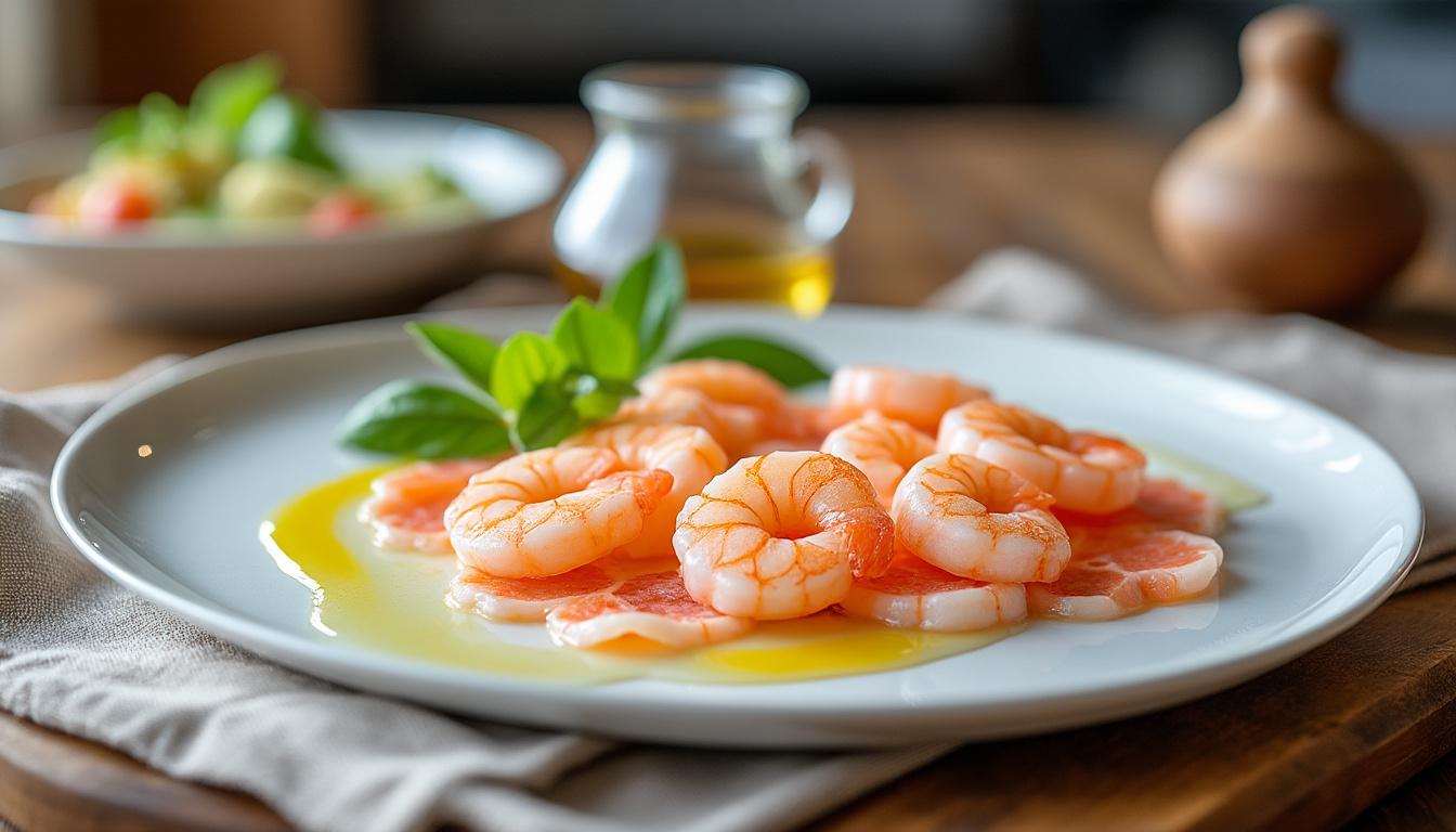 descubre cómo preparar un exquisito carpaccio de gambas con aceite de oliva, una receta fácil, fresca y elegante perfecta para sorprender en cualquier ocasión. ¡ideal como entrante!