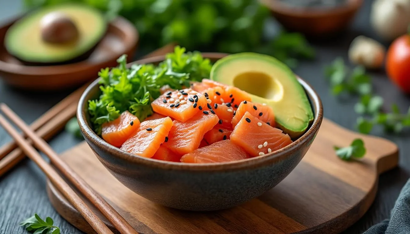 descubre cómo preparar un delicioso poke de salmón con aguacate y sésamo. una receta fresca, saludable y fácil de hacer, perfecta para cualquier ocasión.